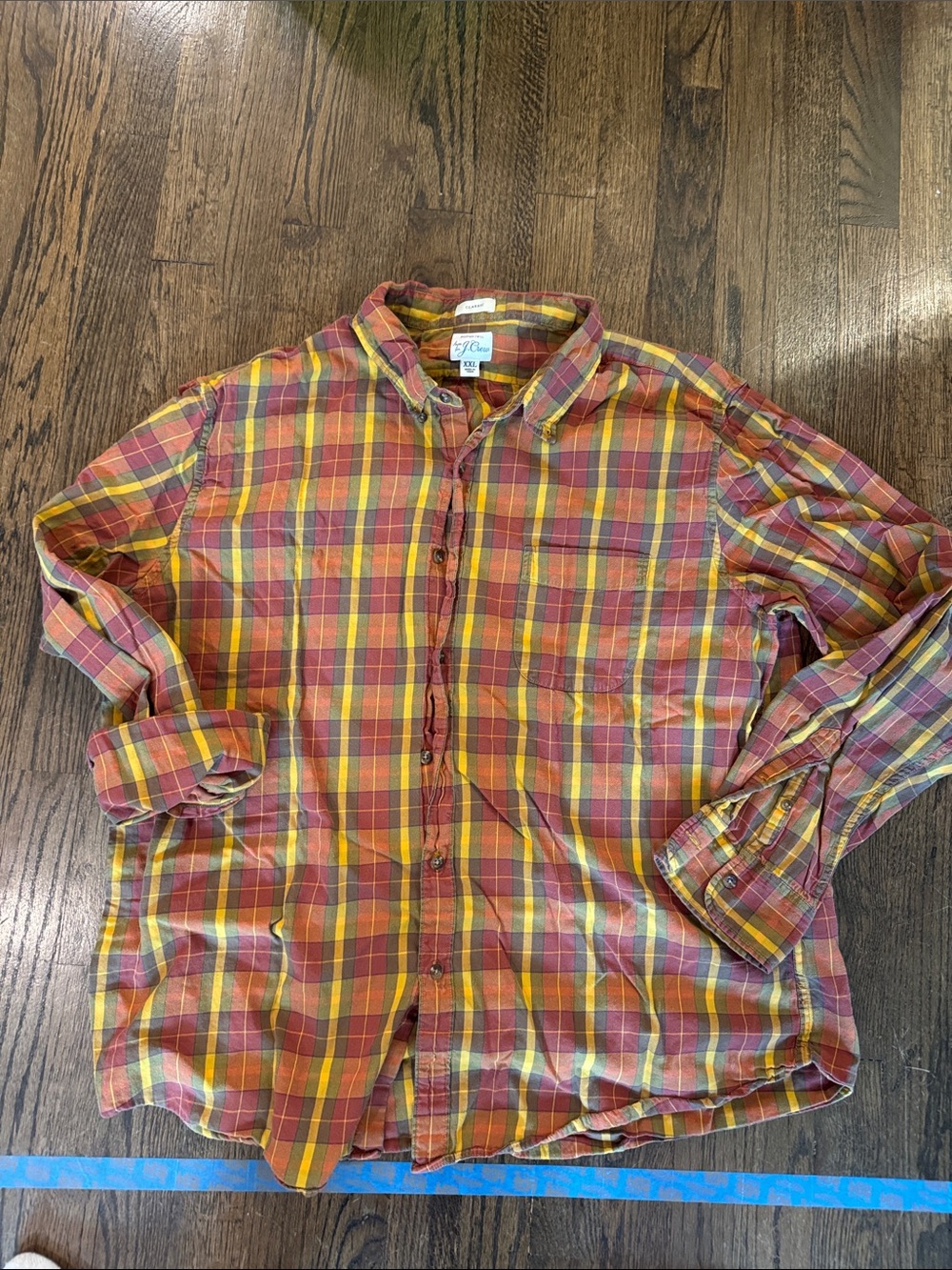 J. Crew Men’s Plaid Button-Down Shirt in Red & Yellow